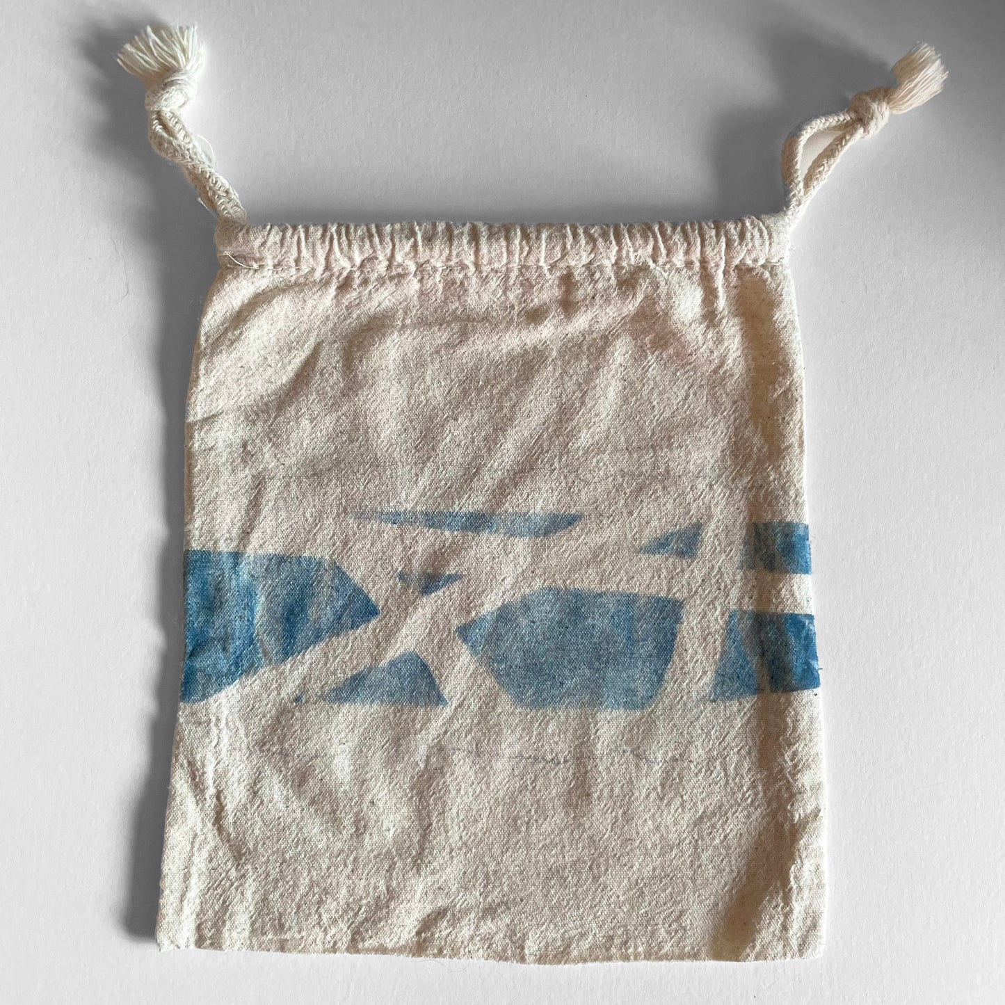 CYANOTYPED COTTON DRAWSTRING BAG