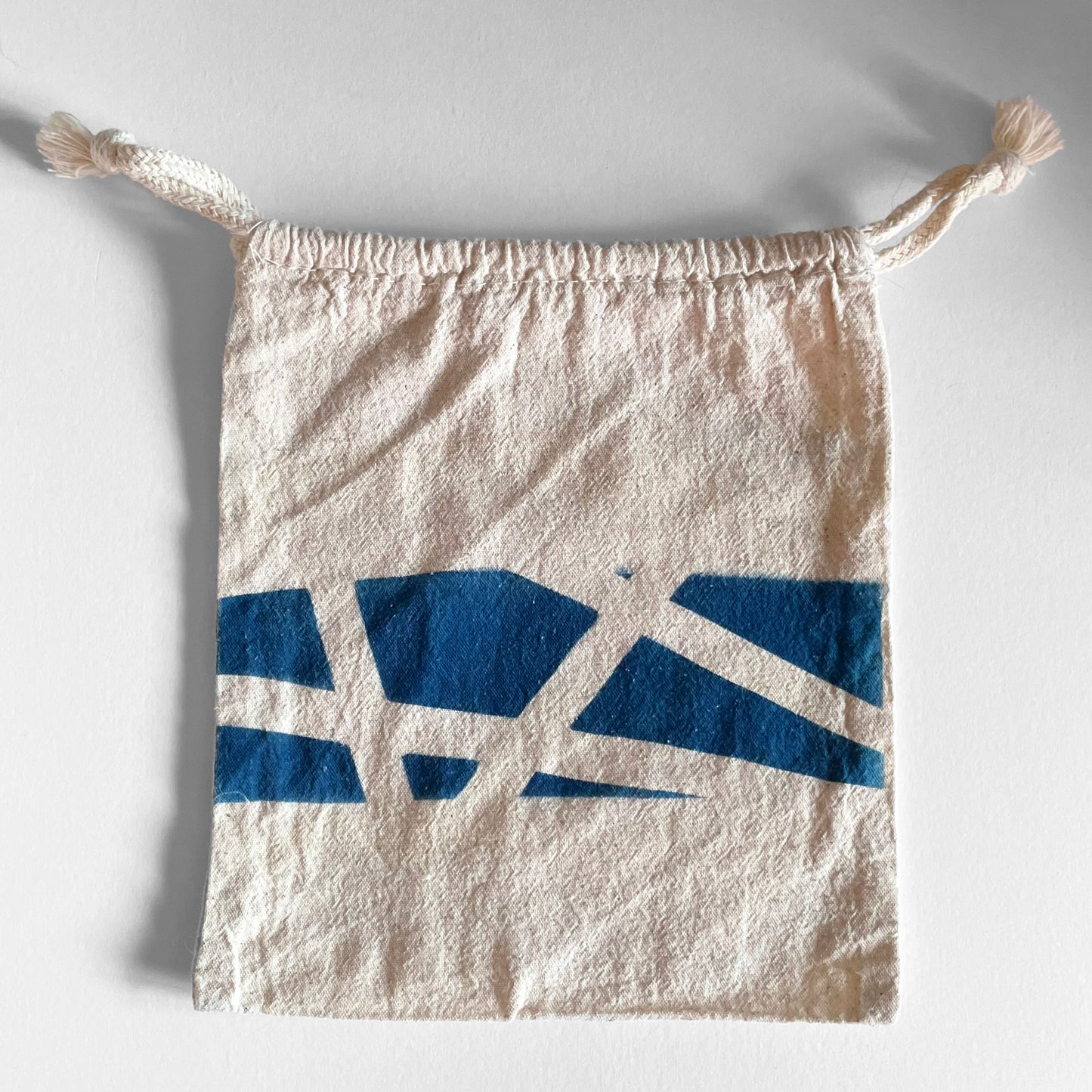 CYANOTYPED COTTON DRAWSTRING BAG