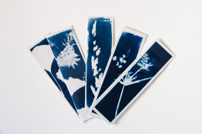 HANDMADE CYANOTYPE BOOKMARKS -  NATURE